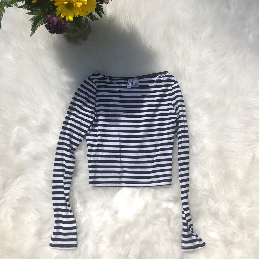 H&M LONG SLEEVE CROP TOP - Picture 1 of 2